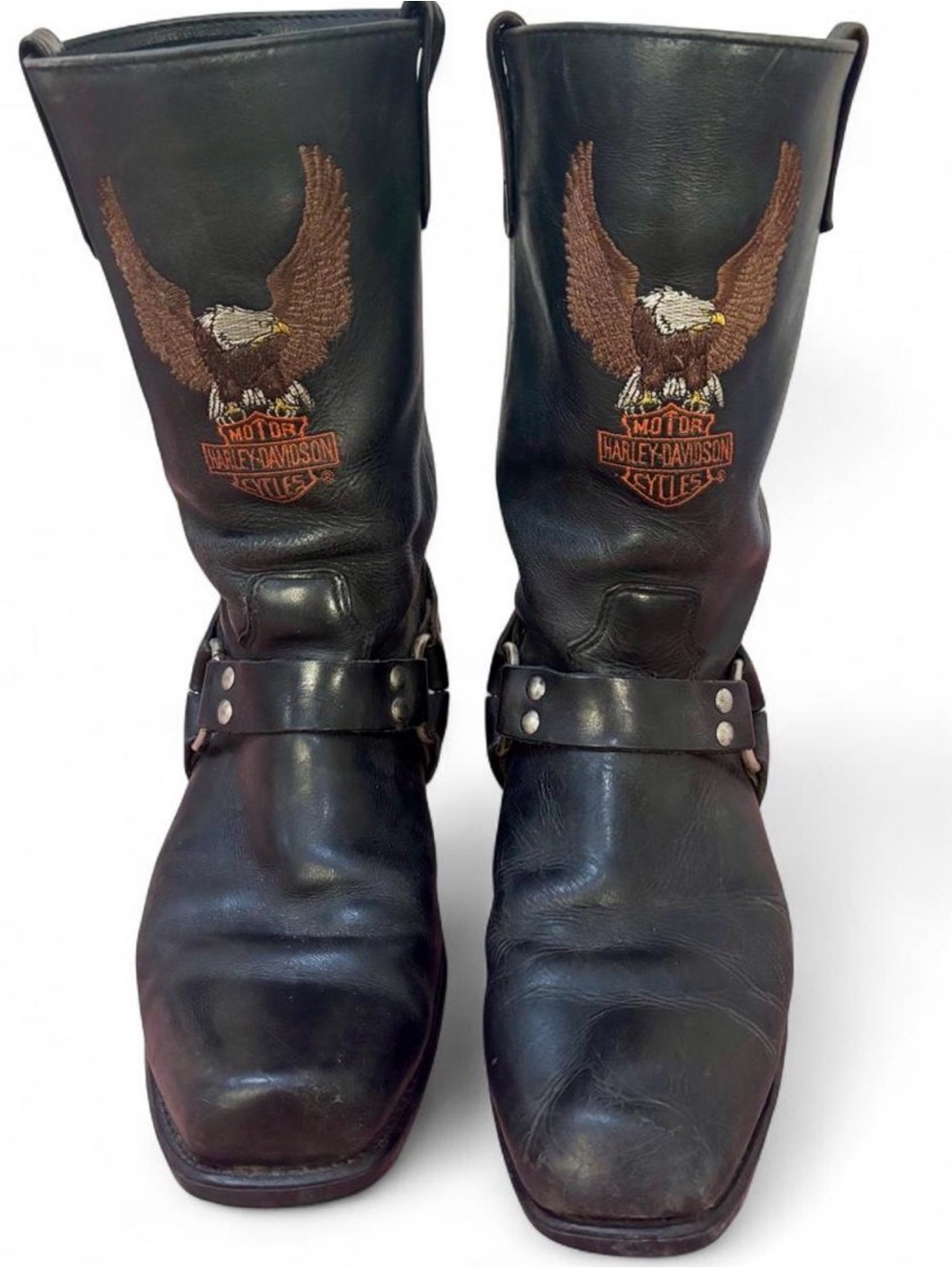 Vintage Harley-Davidson Eagle Harness Engineer Boots Black Leather USA Men’s 12
